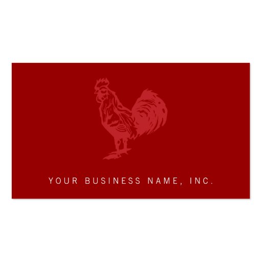 Letterpress Style Red Rooster Business Card Template (front side)