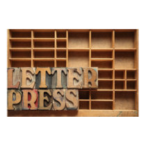 letterpress word on type case poster posters