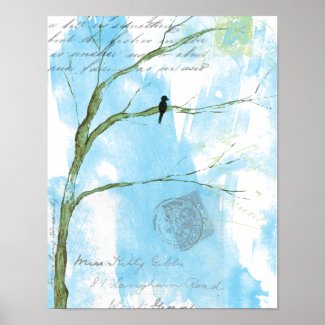 Letters From Home Bird In Tree Poster Print print