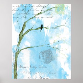 Letters From Home Bird In Tree Poster Print