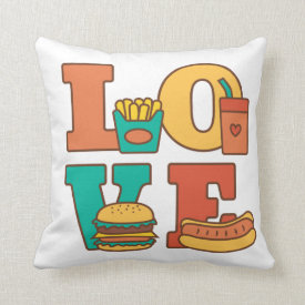 Letters Love Junk Food Room Décor Throw Pillows