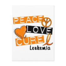 Leukemia Awarenes PEACE LOVE CURE 1 postcards by awarenessgifts Leukemia Awarenes PEACE LOVE CURE 1 postcards