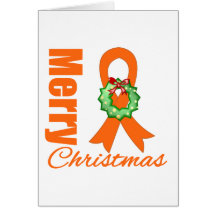 Leukemia Awareness Merry Christmas Ribbon Greeting Cards