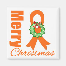 Leukemia Awareness Merry Christmas Ribbon Fridge Magnet