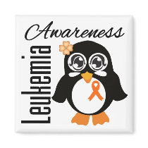 Leukemia Awareness Penguin Fridge Magnet