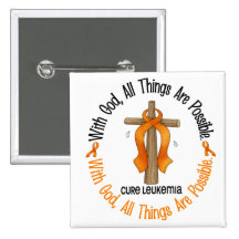 Leukemia Awareness WITH GOD CROSS Pinback Button