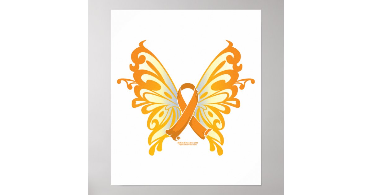 Leukemia Butterfly And Ribbon Poster Zazzle 6134