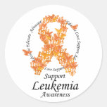 Leukemia Butterfly Ribbon Round Sticker
