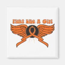 Leukemia Cancer Fight Like A Girl Wings Refrigerator Magnet