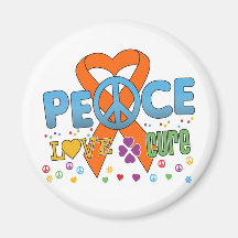Leukemia Cancer Groovy Peace Love Cure Refrigerator Magnet