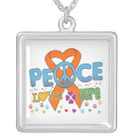 Leukemia Cancer Groovy Peace Love Cure necklaces