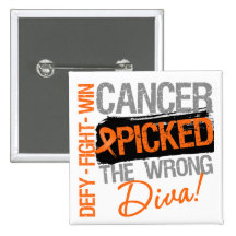 Leukemia Cancer Picked The Wrong Diva Pinback Buttons