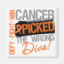 Leukemia Cancer Picked The Wrong Diva Fridge Magnet