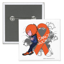 Leukemia Cancer Sucks (Boy) Pinback Buttons