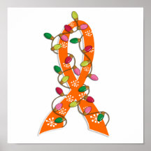 Leukemia Christmas Lights Ribbon Poster