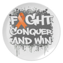 Leukemia Fight Conquer and Win Party Plate