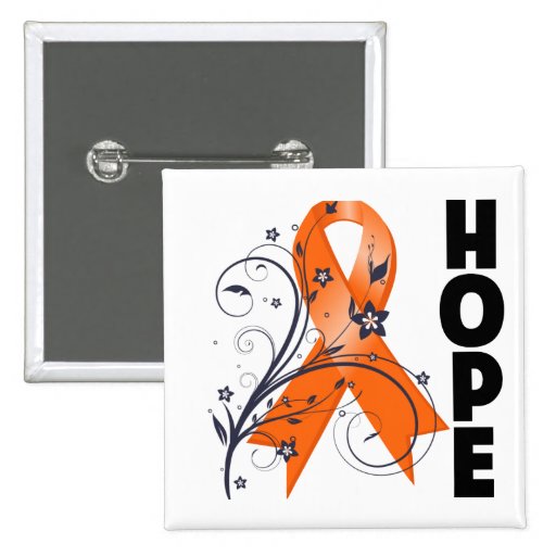 Leukemia Floral Hope Ribbon 2 Pinback Buttons