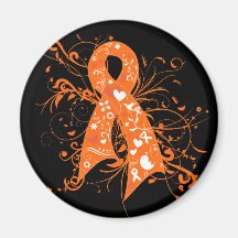 Leukemia Floral Swirls Ribbon Magnet