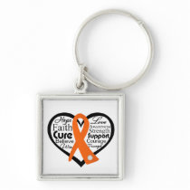 Leukemia Heart Ribbon Collage Keychain