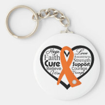 Leukemia Heart Ribbon Collage Keychains