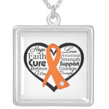 Leukemia Heart Ribbon Collage Necklace