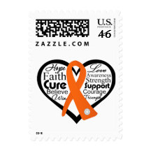 Leukemia Heart Ribbon Collage Postage Stamps
