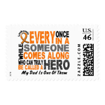 Leukemia HERO COMES ALONG 1 Dad Postage Stamps