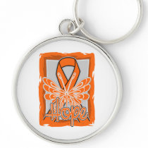 Leukemia Hope Butterfly Portrait. Key Chain