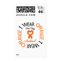 Leukemia I Wear Orange Heart Ribbon Husband postage
