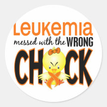 Leukemia Messed With The Wrong Chick Round Sticker