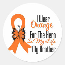 Leukemia Orange Ribbon Hero My Brother Stickers