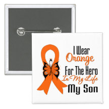 Leukemia Orange Ribbon Hero My Son Pin