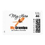 Leukemia Ribbon My HERO My Grandpa postage