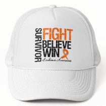 Leukemia Survivor Fight Believe Win Motto hats
