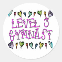 Level 3 Gymnast hearts Round Sticker