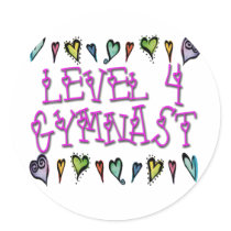 Level 4 Gymnast hearts Stickers