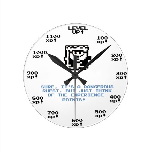 "Level up!" retro gaming RPG clock Zazzle