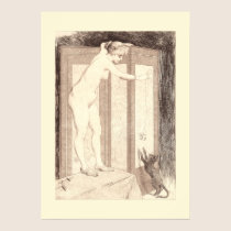 Leveque Art Nouveau Nude Playing with a Cat posters