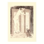Leveque Art Nouveau Nude Playing with a Cat posters