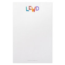 Lewd fun silly risque crude naughty word art personalized stationery