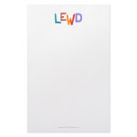 Lewd fun silly risque crude naughty word art personalized stationery