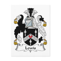 Lewis Family Crest postcards by coatsofarms Lewis Family Crest postcards