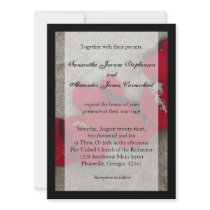 Lg Red Rose Petals on Sand Beach Wedding Custom Invites