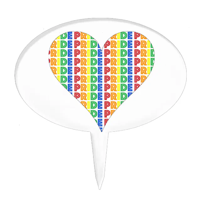 Lgbt Gay Pride Month Celebration Rainbow Heart Cake Topper Zazzle