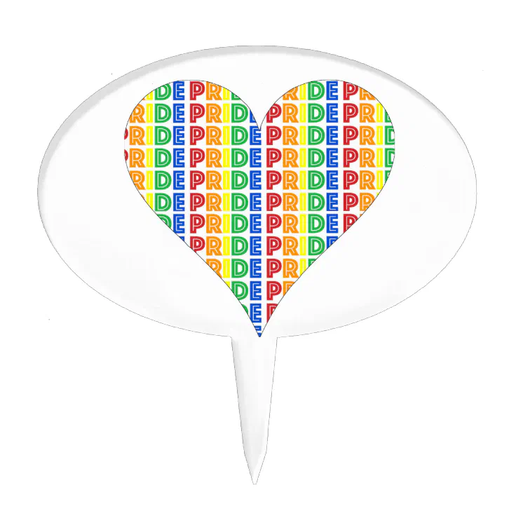 Lgbt Gay Pride Month Celebration Rainbow Heart Cake Topper Zazzle