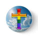 LGBT Pride Cross Pinback Buttons