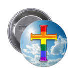 LGBT Pride Cross Pinback Buttons