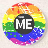 LGBT Pride Flag Dripping Paint Born Me Beverage Coasters