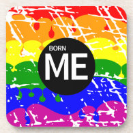 LGBT Pride Flag Dripping Paint Born Me Beverage Coasters