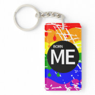 LGBT Pride Flag Dripping Paint Born Me Acrylic Key Chain